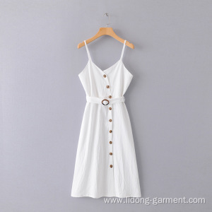 Women White Loose Solid Color Dress Long Dress